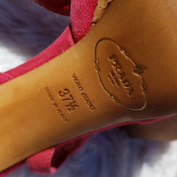 PRADA PINK SUEDE PLATFORM HEELS SIZE 37.5 - Picture 16 of 16